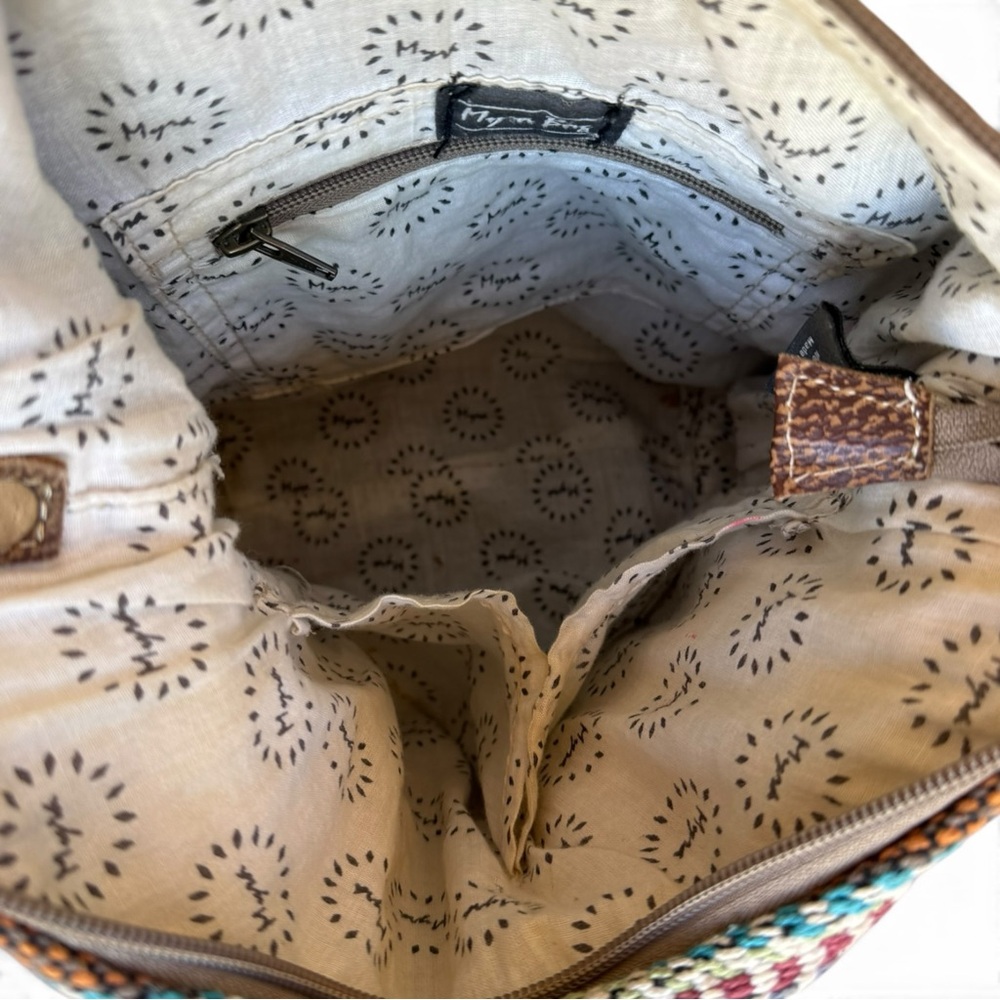 Myra Bags Cowhide Crossbody Bag Western Boho Aztec Tapestry Stripe Purse - Picture 8 of 11